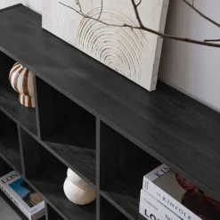 3-shelf bookshelf with 12 compartments