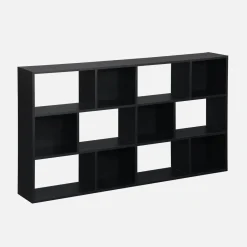 3-shelf bookshelf with 12 compartments