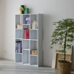 3-shelf bookshelf with 12 compartments