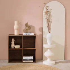 Shelf, bookshelf, wood decor storage module 4 compartments
