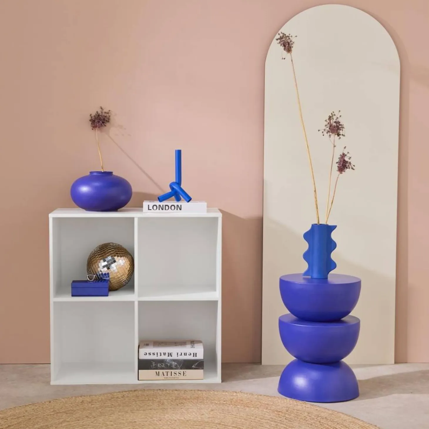 Shelf, bookshelf, wood decor storage module 4 compartments