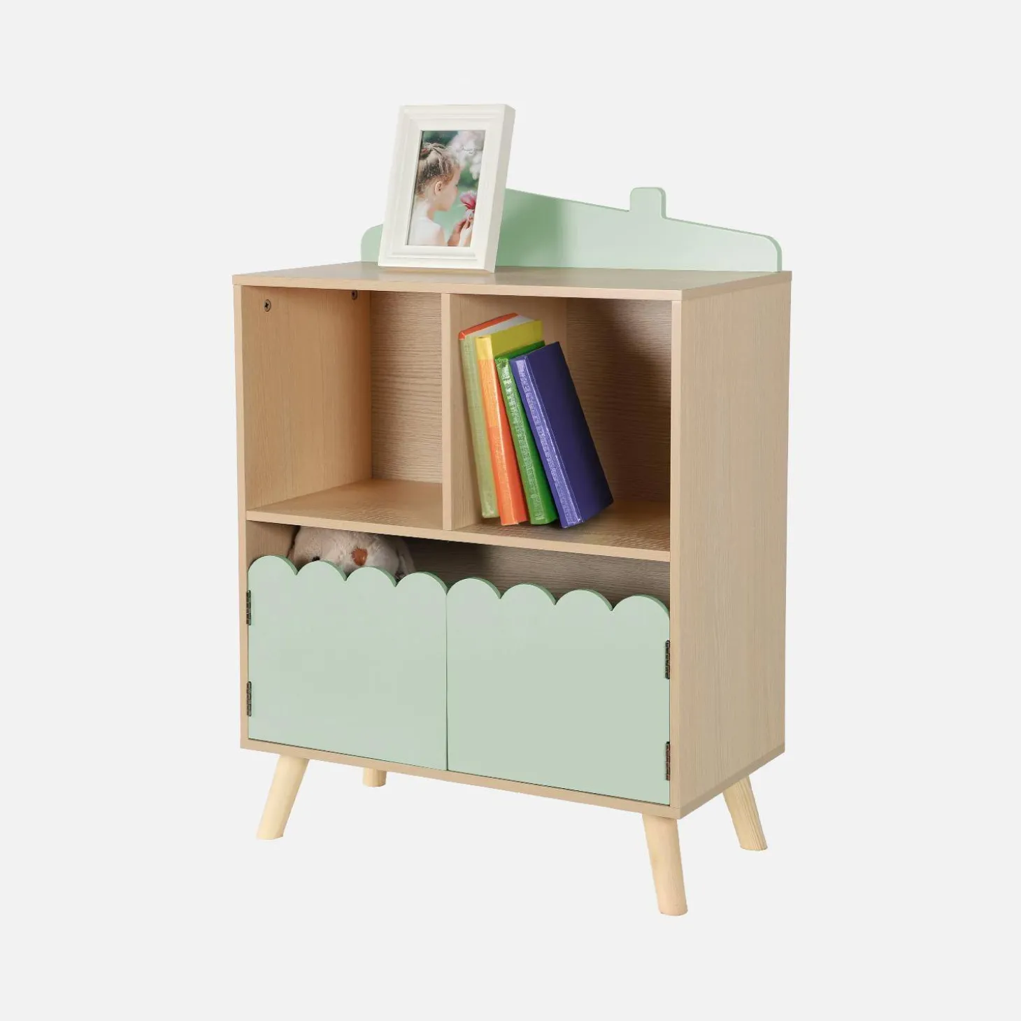 2-shelf 2-door children's bookcase