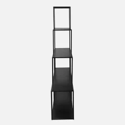 4-shelf industrial bookshelf in black metal