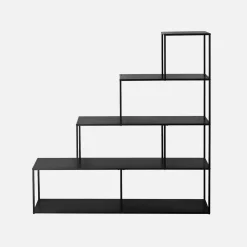 4-shelf industrial bookshelf in black metal