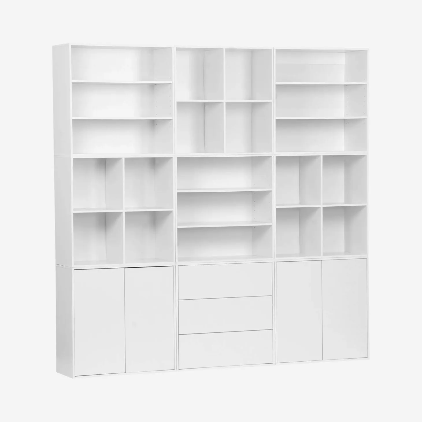 Shelf kit, modular bookcase wood decor 9 elements