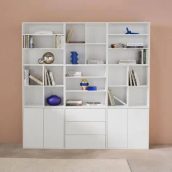 Shelf kit, modular bookcase wood decor 9 elements