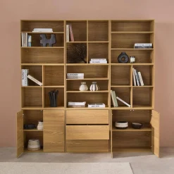 Shelf kit, modular bookcase wood decor 9 elements