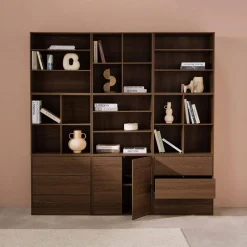 Shelf kit, modular bookshelf wood decor 9 elements
