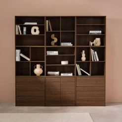 Shelf kit, modular bookshelf wood decor 9 elements
