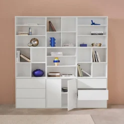 Shelf kit, modular bookshelf wood decor 9 elements
