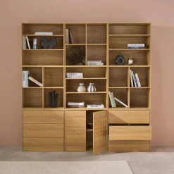 Shelf kit, modular bookshelf wood decor 9 elements