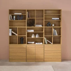 Shelf kit, modular bookshelf wood decor 9 elements