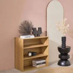 Shelf, library, wood decor storage module 2 shelves