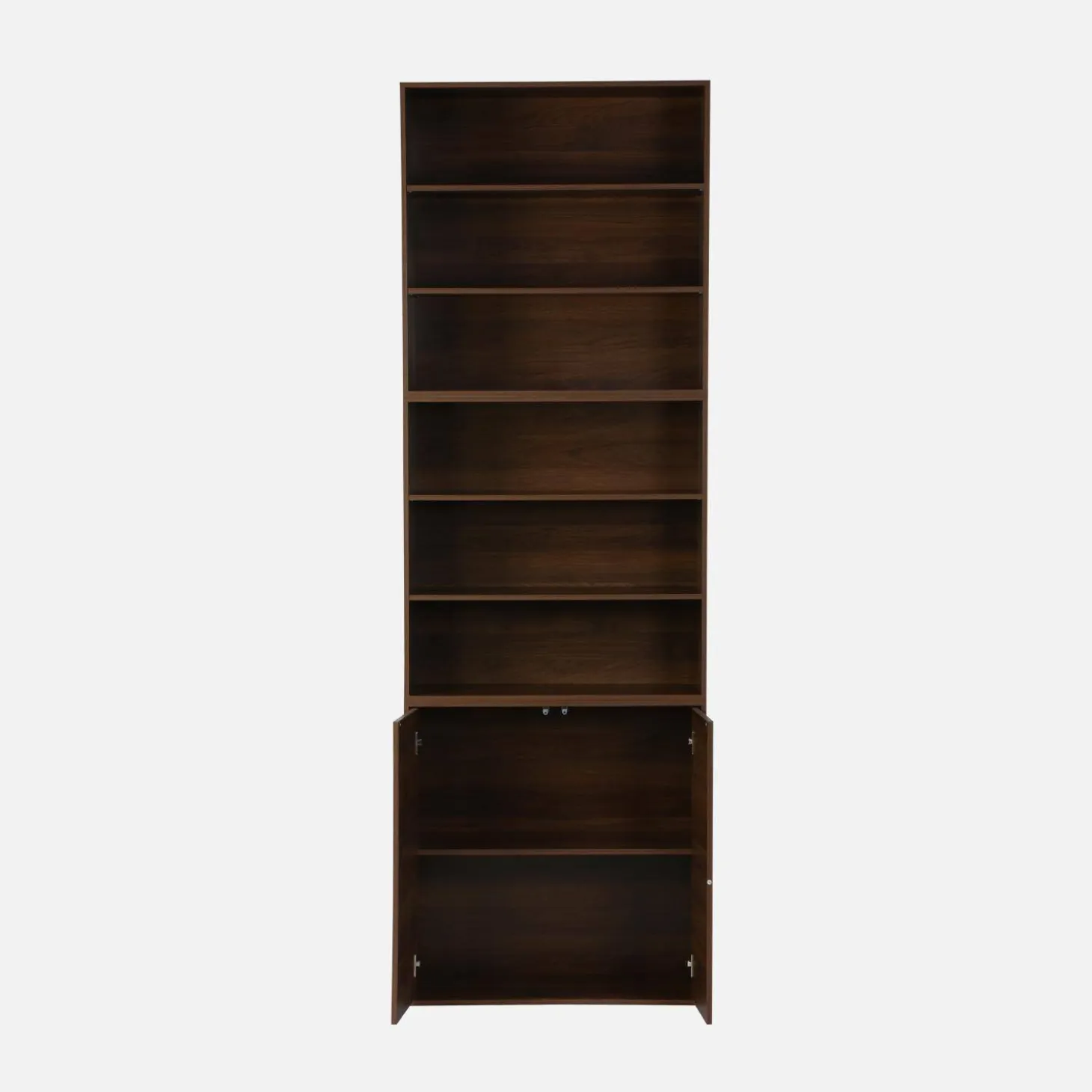 Shelf, modular bookcase with wood decor 3 elements - 2 doors 5 shelves