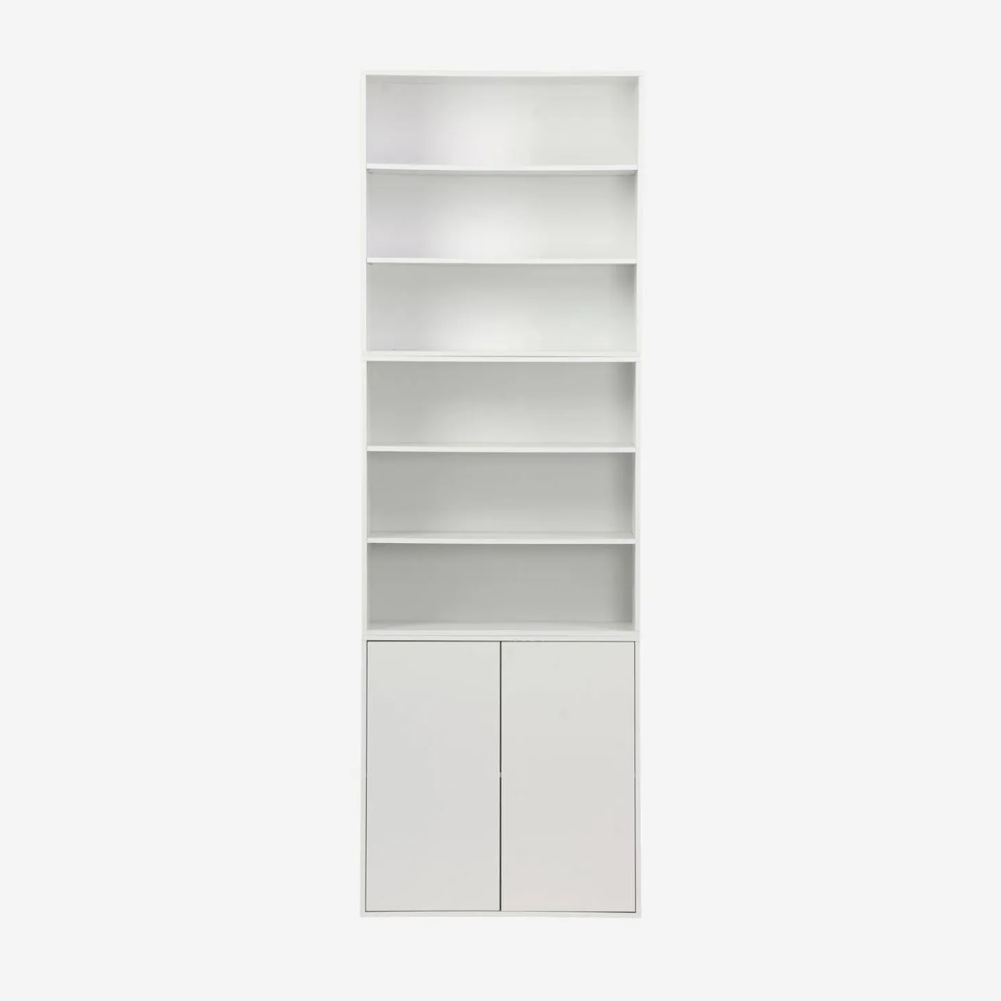 Shelf, modular bookcase with wood decor 3 elements - 2 doors 5 shelves