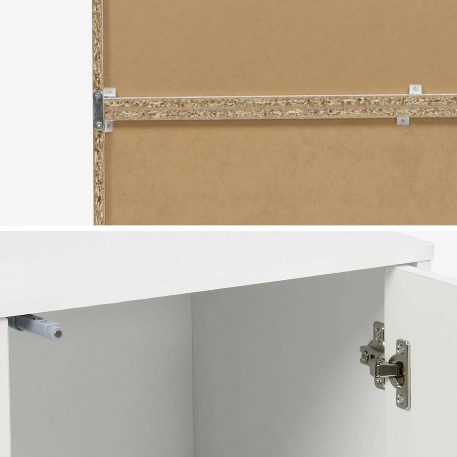Shelf, modular bookcase with wood decor 3 elements - 2 doors 5 shelves