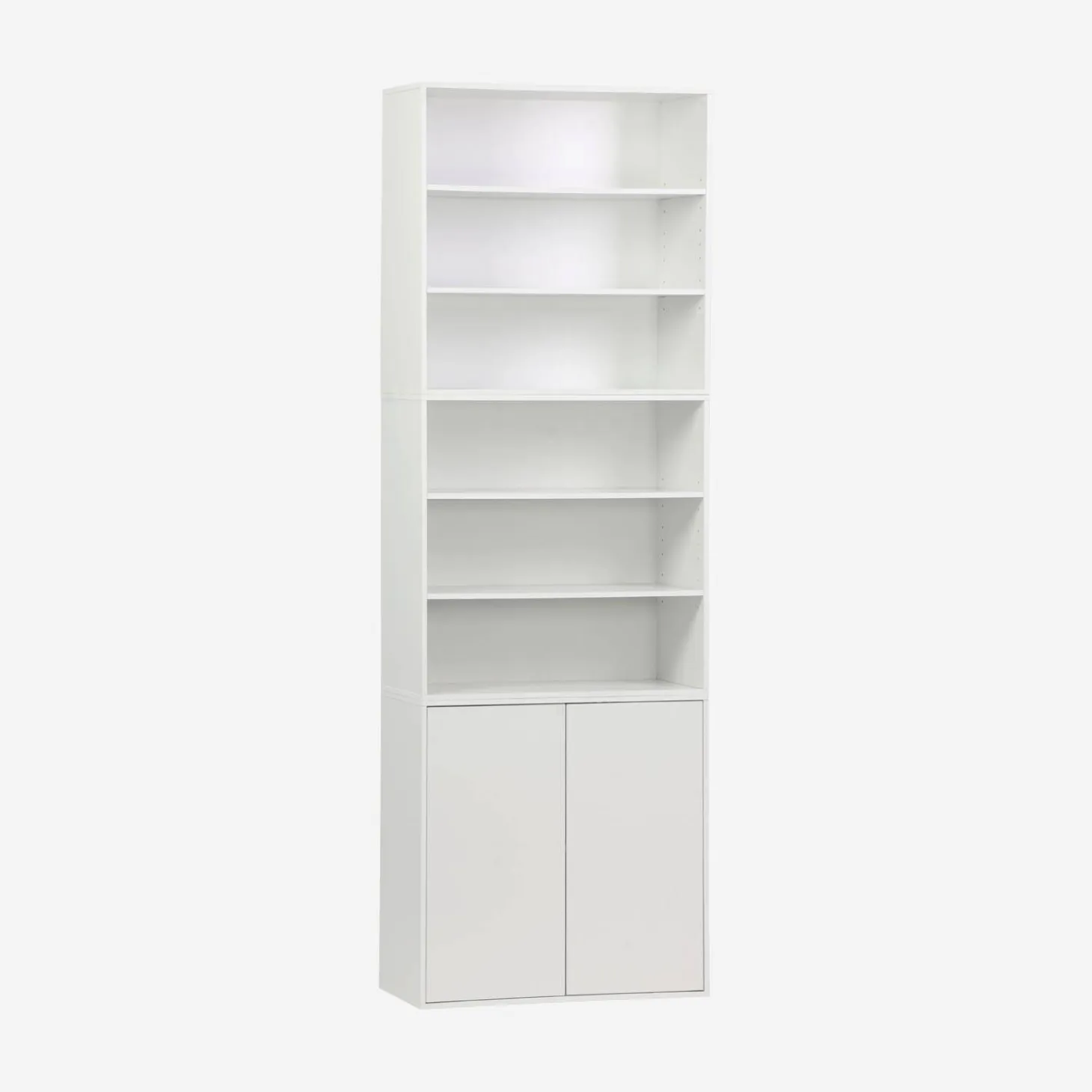 Shelf, modular bookcase with wood decor 3 elements - 2 doors 5 shelves