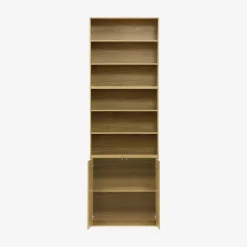Shelf, modular bookcase with wood decor 3 elements - 2 doors 5 shelves