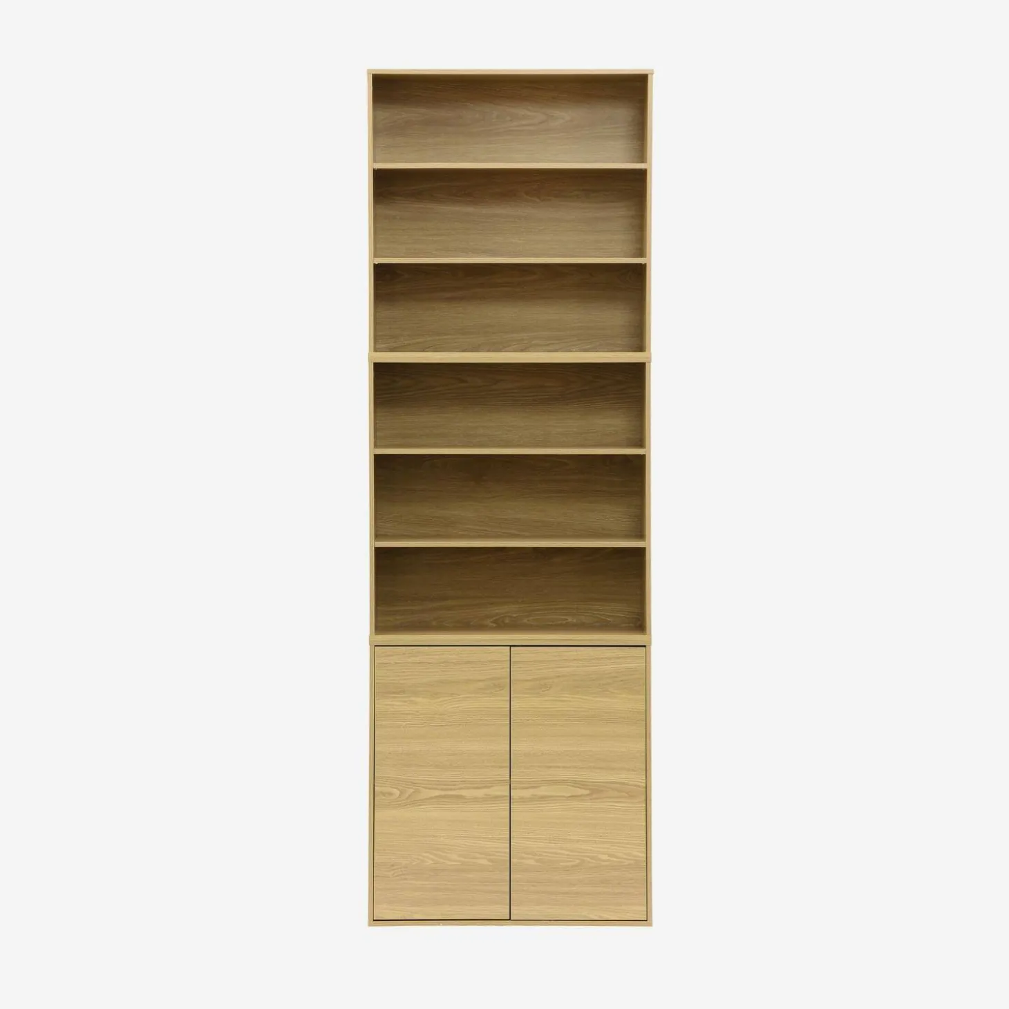 Shelf, modular bookcase with wood decor 3 elements - 2 doors 5 shelves