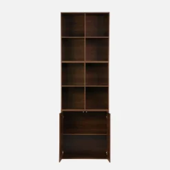 Shelf, modular bookcase wood decor 3 elements - 2 doors 8 compartments