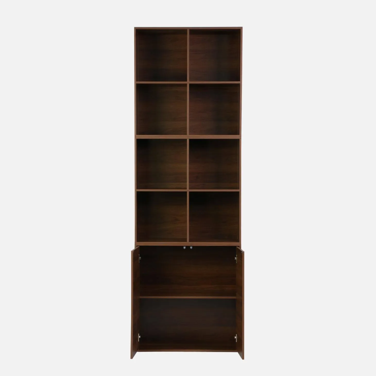 Shelf, modular bookcase wood decor 3 elements - 2 doors 8 compartments