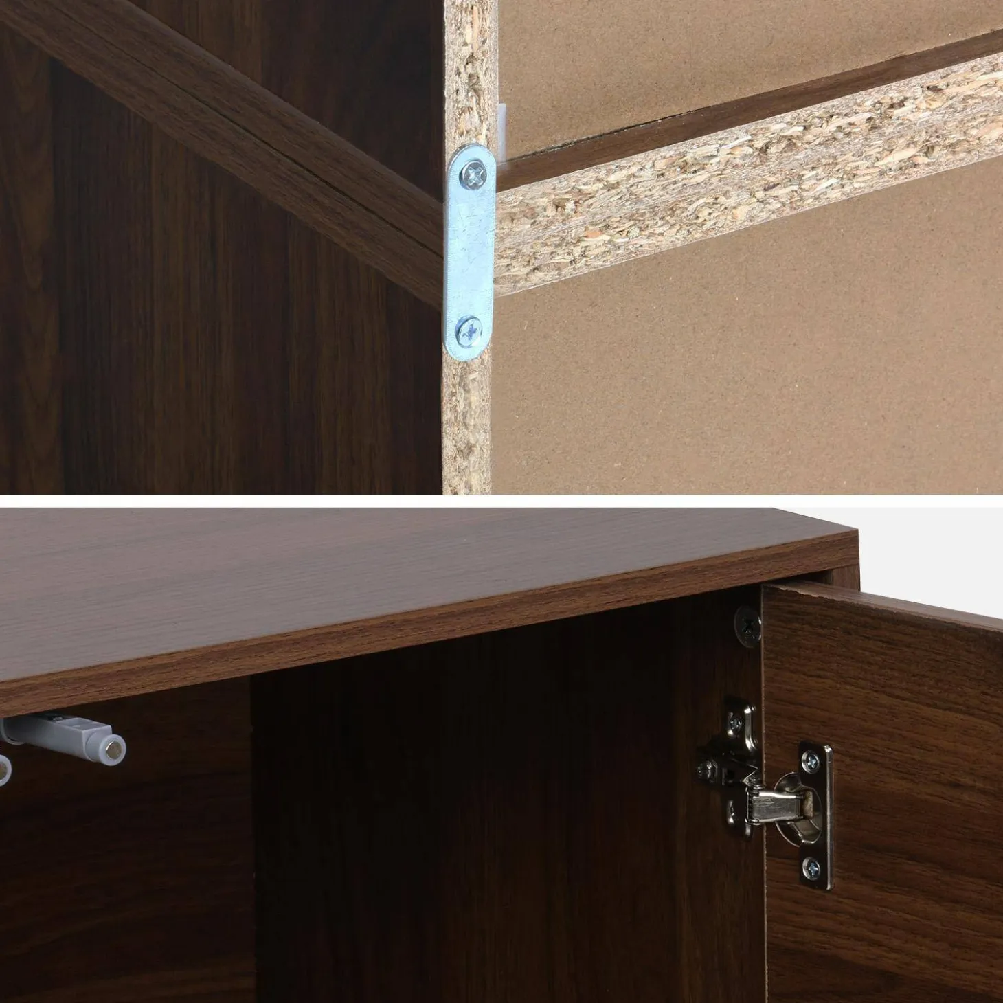 Shelf, modular bookcase wood decor 3 elements - 2 doors 8 compartments