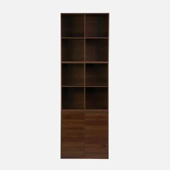 Shelf, modular bookcase wood decor 3 elements - 2 doors 8 compartments