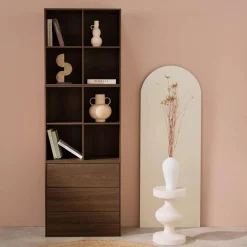 Shelf, modular bookcase wood decor 3 elements - 3 drawers 8 niches
