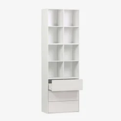 Shelf, modular bookcase wood decor 3 elements - 3 drawers 8 niches