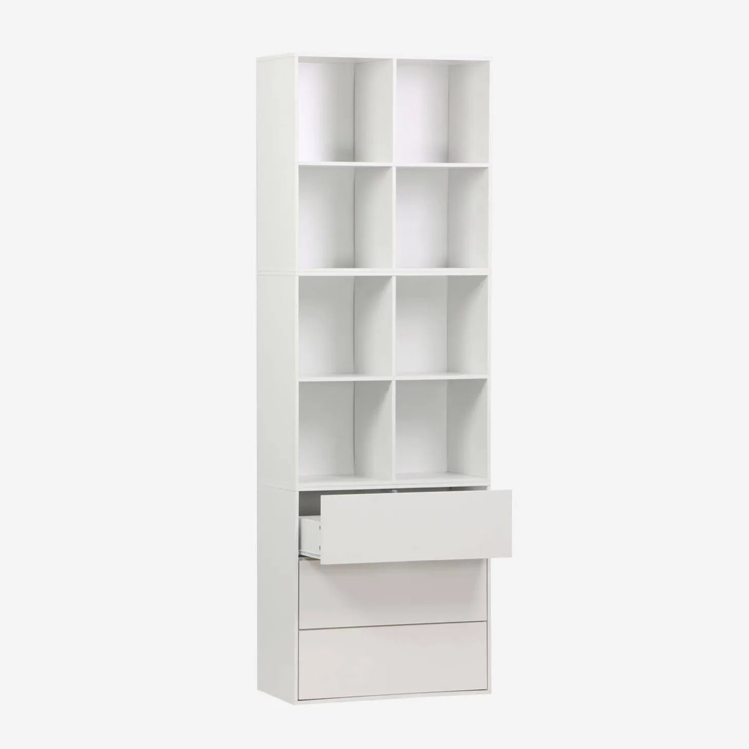 Shelf, modular bookcase wood decor 3 elements - 3 drawers 8 niches