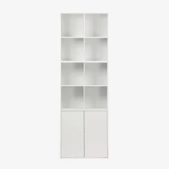 Shelf, modular bookcase wood decor 3 elements - 2 doors 8 compartments