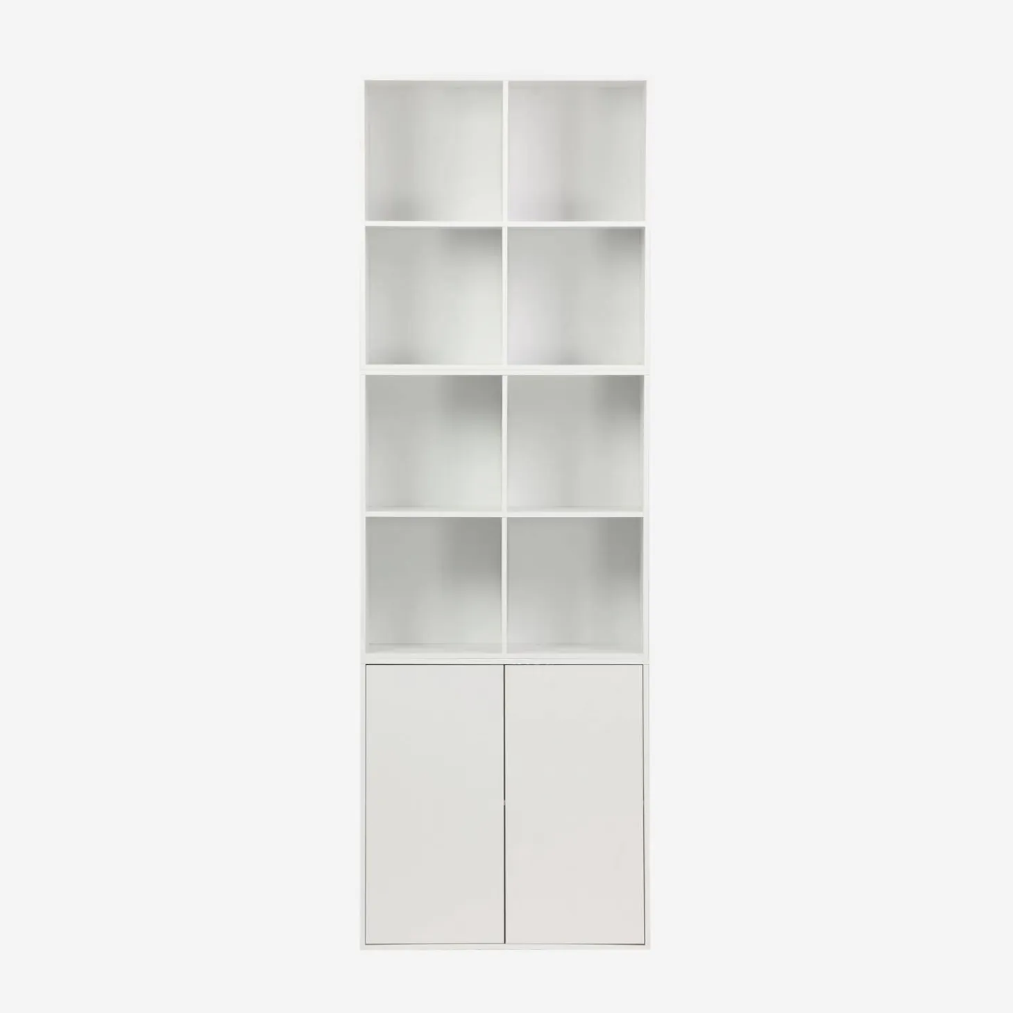 Shelf, modular bookcase wood decor 3 elements - 2 doors 8 compartments