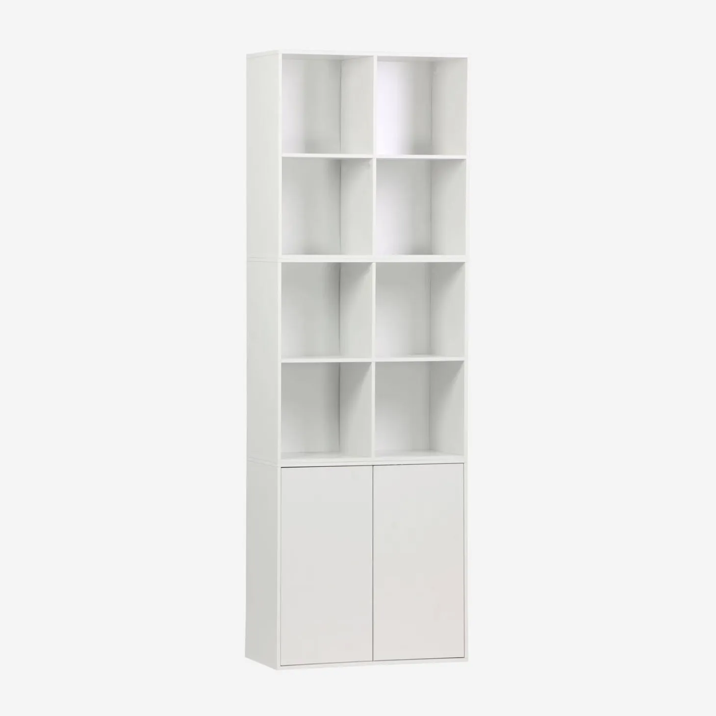 Shelf, modular bookcase wood decor 3 elements - 2 doors 8 compartments