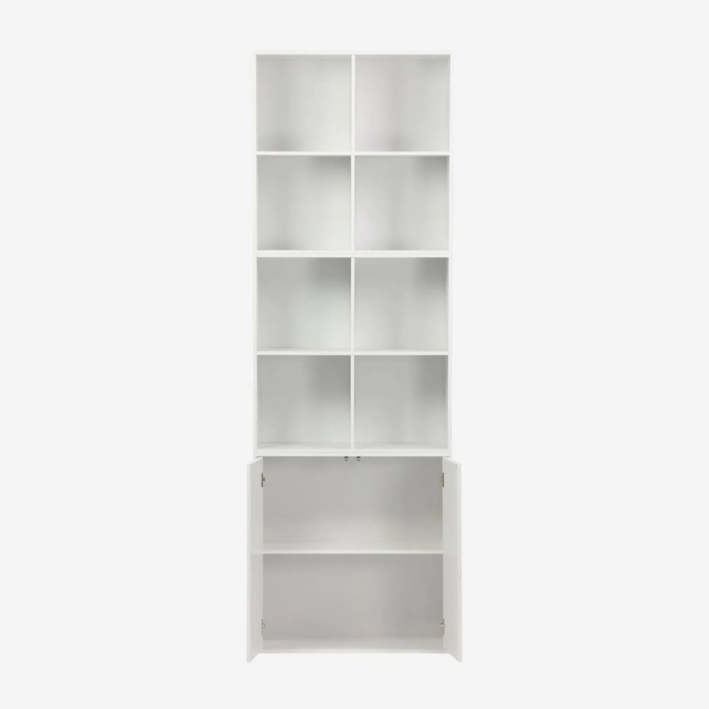 Shelf, modular bookcase wood decor 3 elements - 2 doors 8 compartments