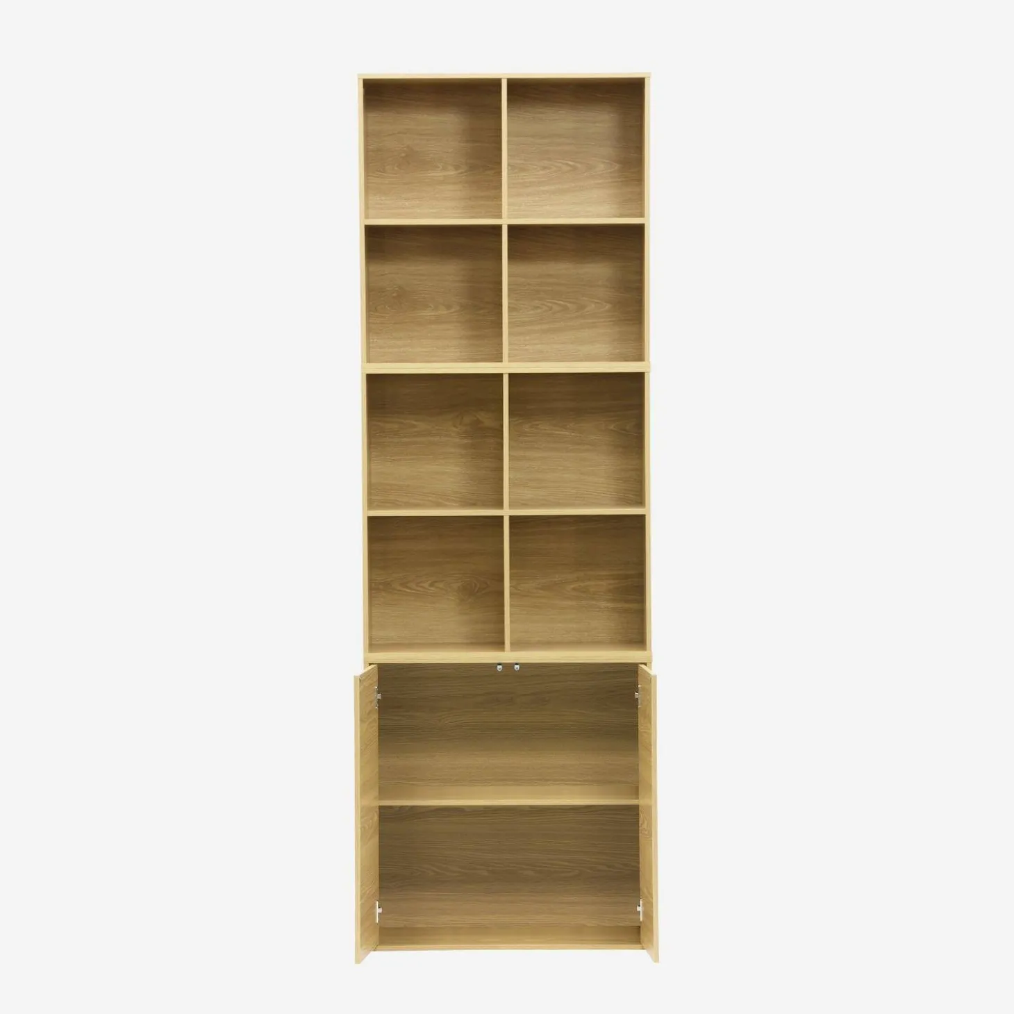 Shelf, modular bookcase wood decor 3 elements - 2 doors 8 compartments