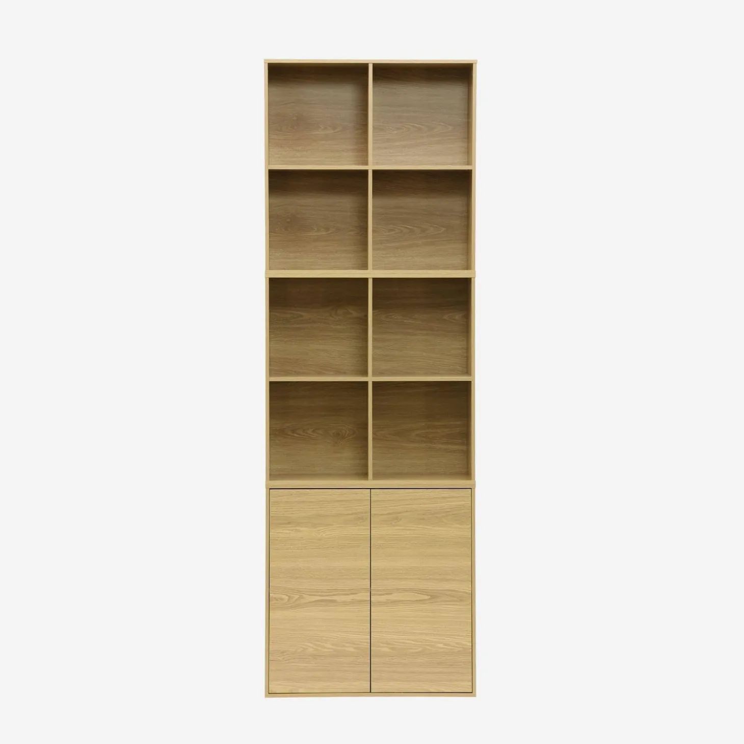 Shelf, modular bookcase wood decor 3 elements - 2 doors 8 compartments