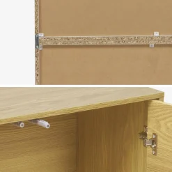 Shelf, modular bookcase wood decor 3 elements - 2 doors 8 compartments