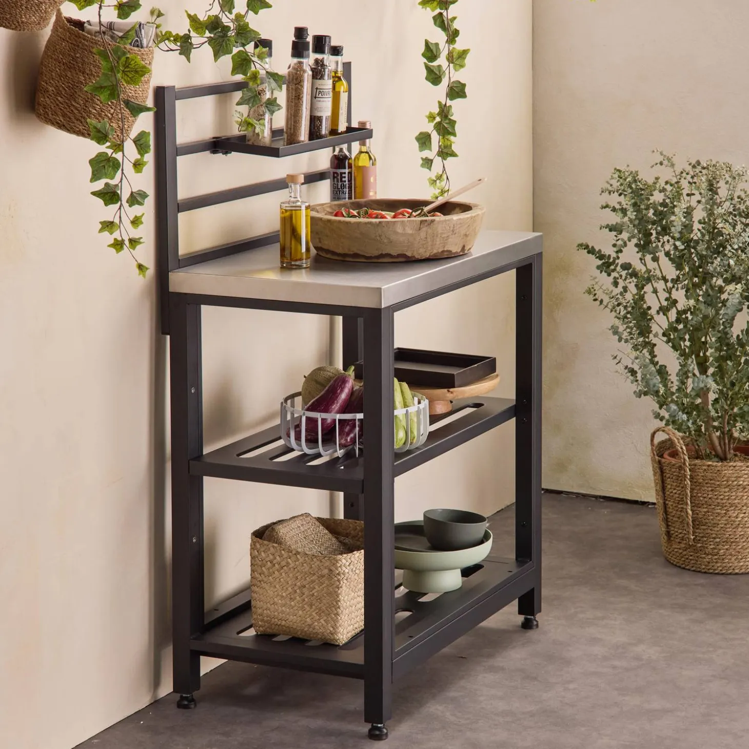 2-shelf steel outdoor kitchen