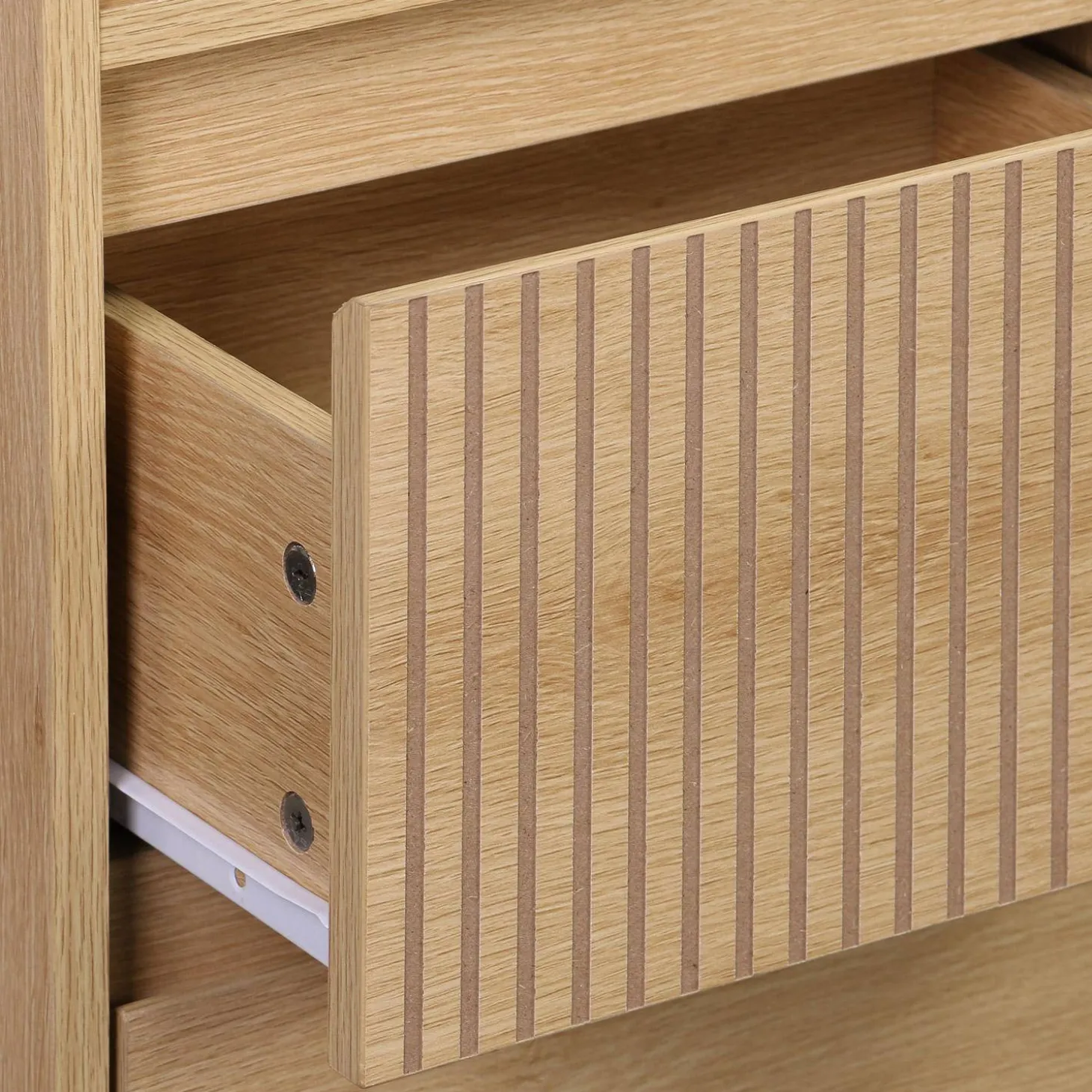 3-shelf storage column wood decor with 2 drawers