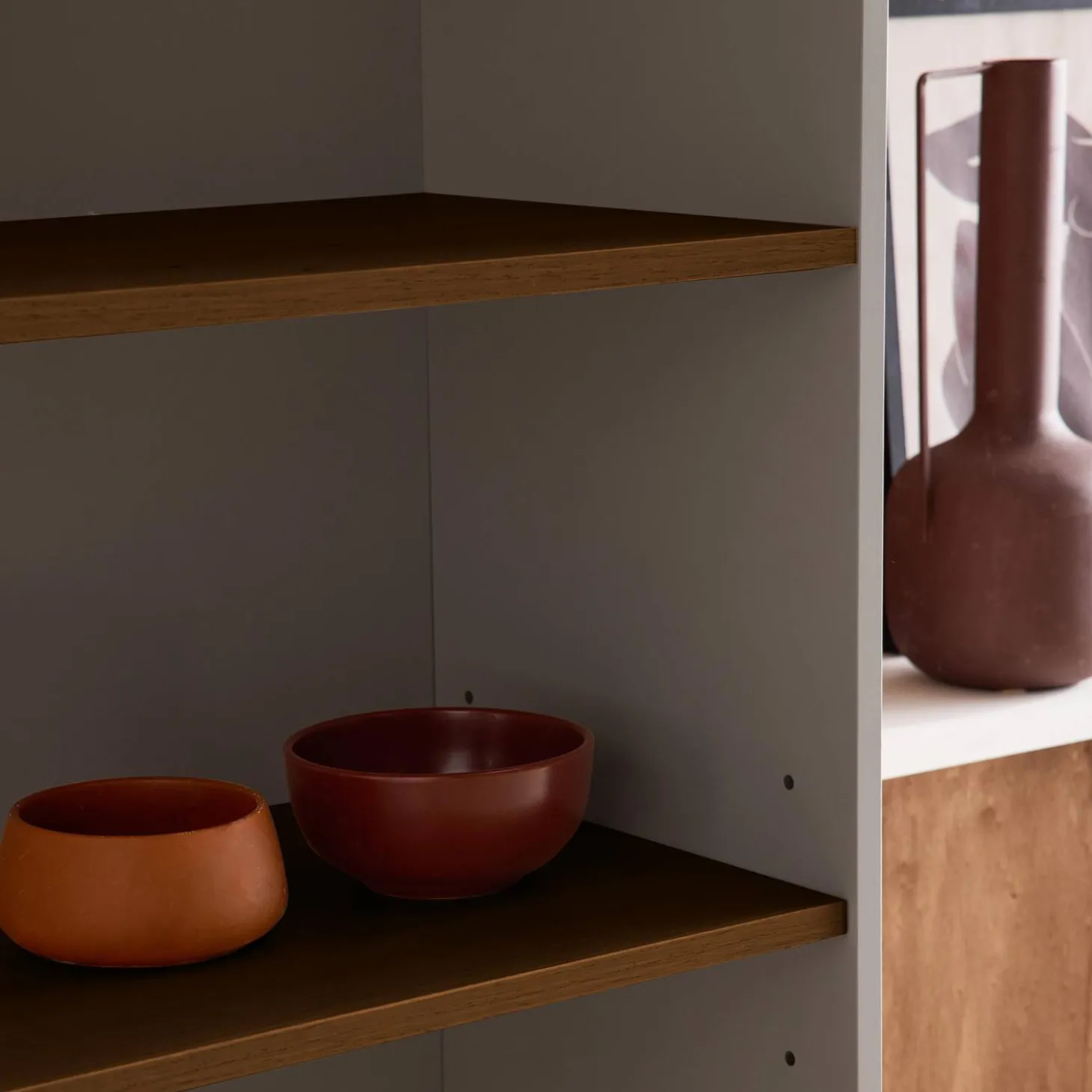 Shelving unit bookcase metal and wood decor 6 levels