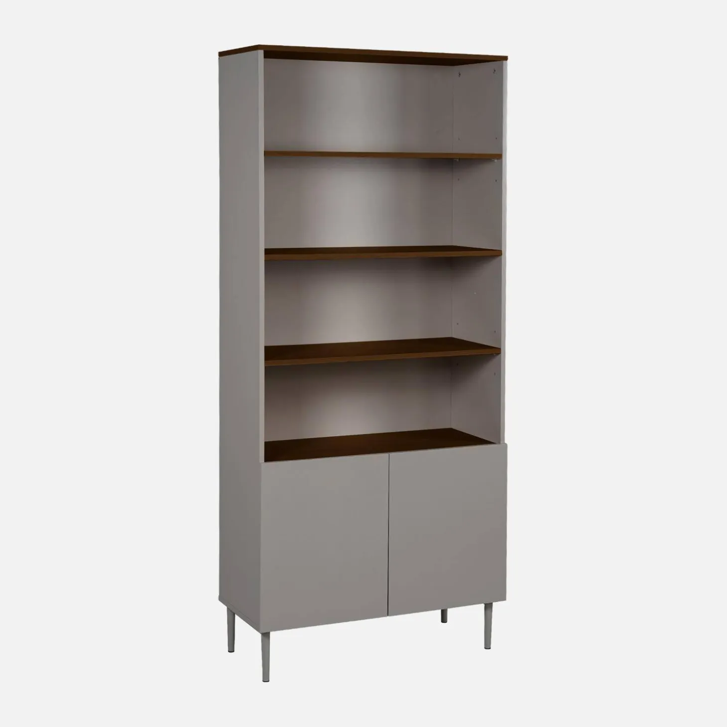 Shelving unit bookcase metal and wood decor 6 levels