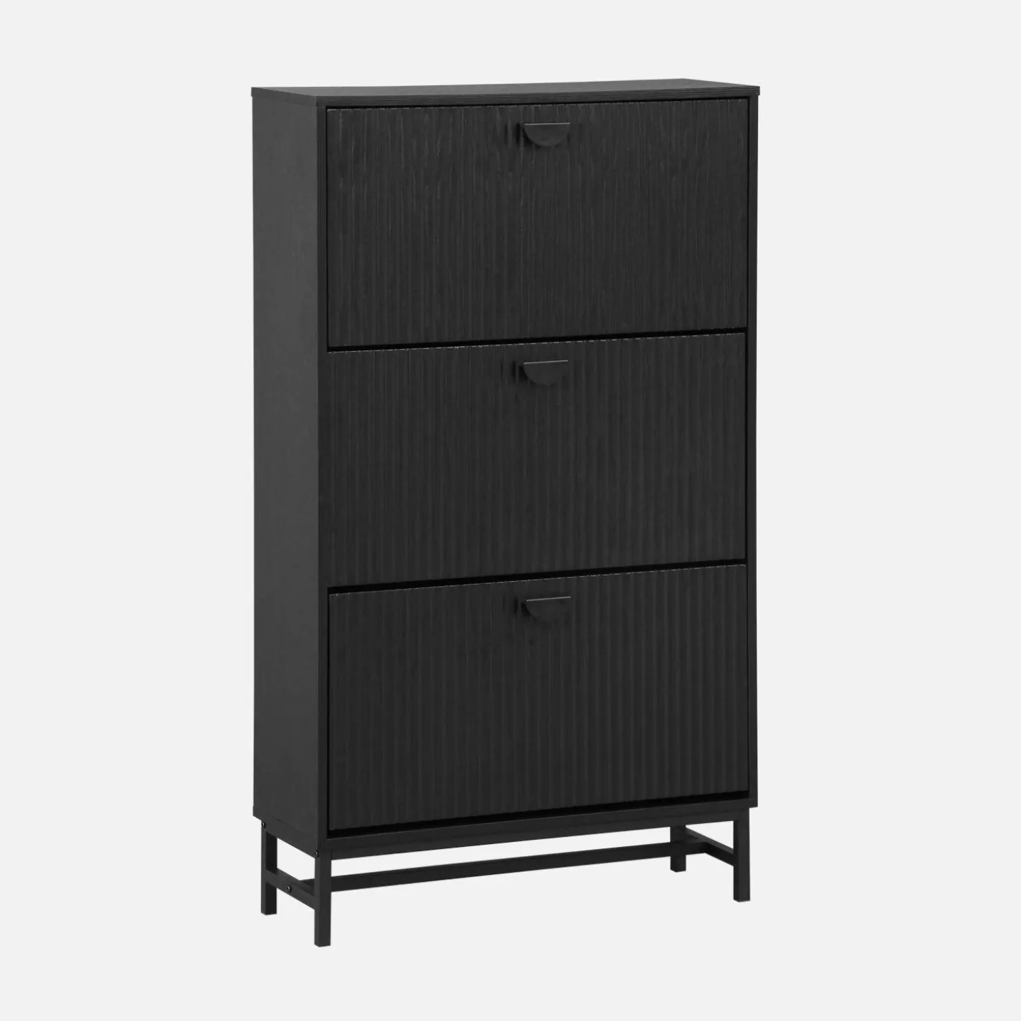 Shoe cabinet with grooved doors