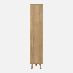 Shoe cabinet wood and cane decor 3 drawers