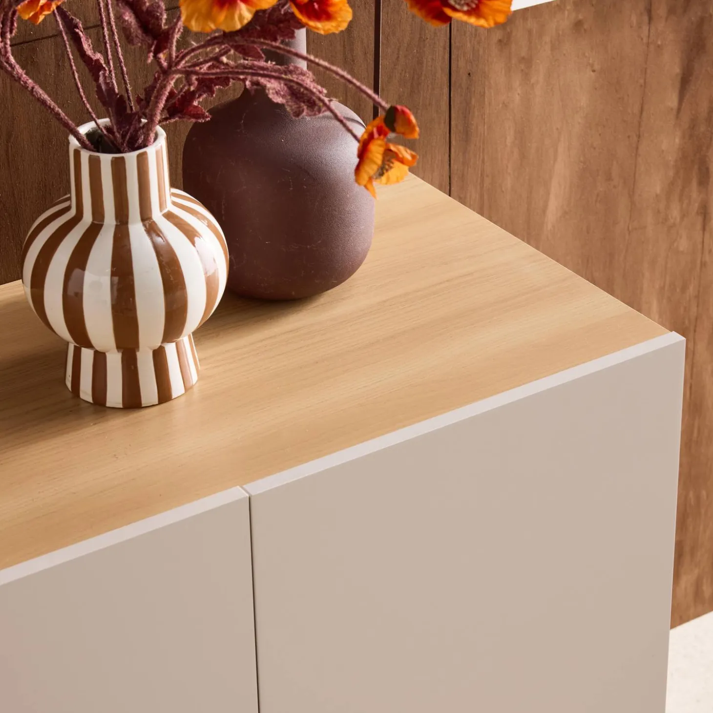 Sideboard metal and wood decor 3 doors 120 cm