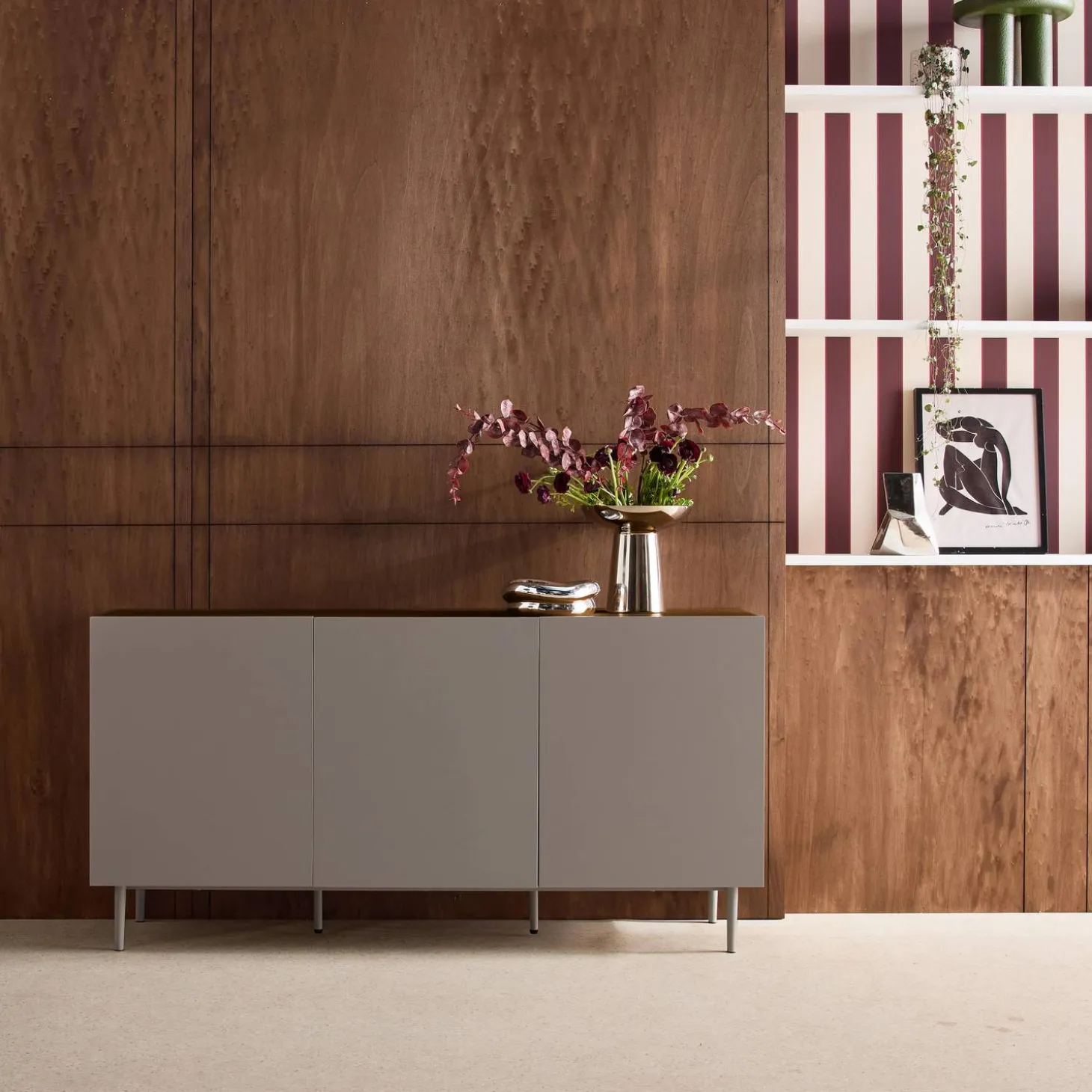 Sideboard metal and wood decor 3 doors 150 cm