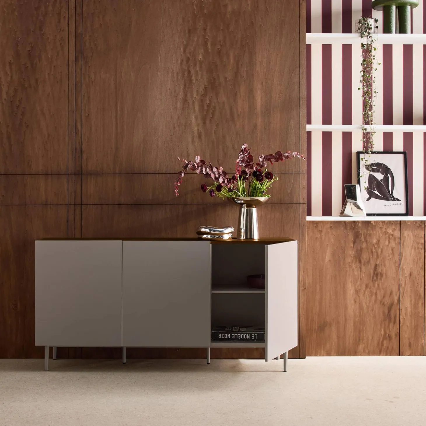 Sideboard metal and wood decor 3 doors 150 cm