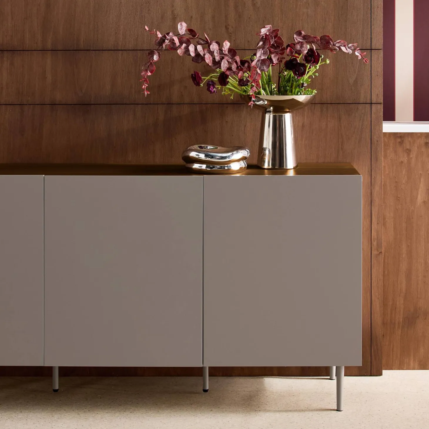 Sideboard metal and wood decor 3 doors 150 cm