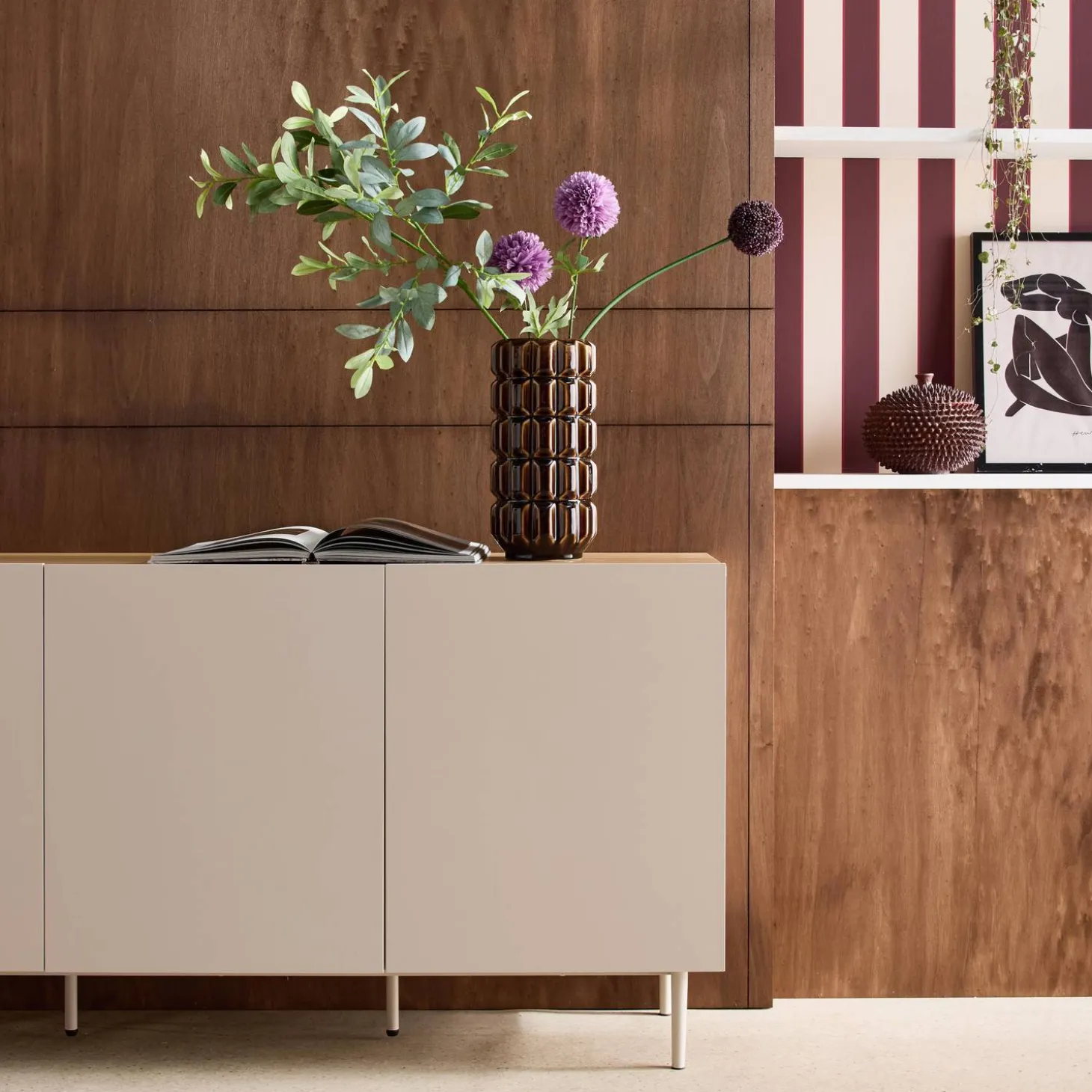 Sideboard metal and wood decor 3 doors 150 cm