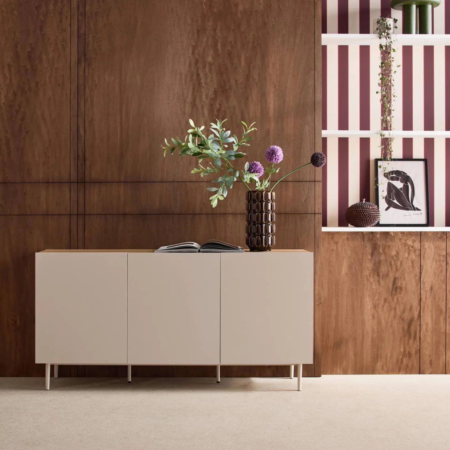 Sideboard metal and wood decor 3 doors 150 cm
