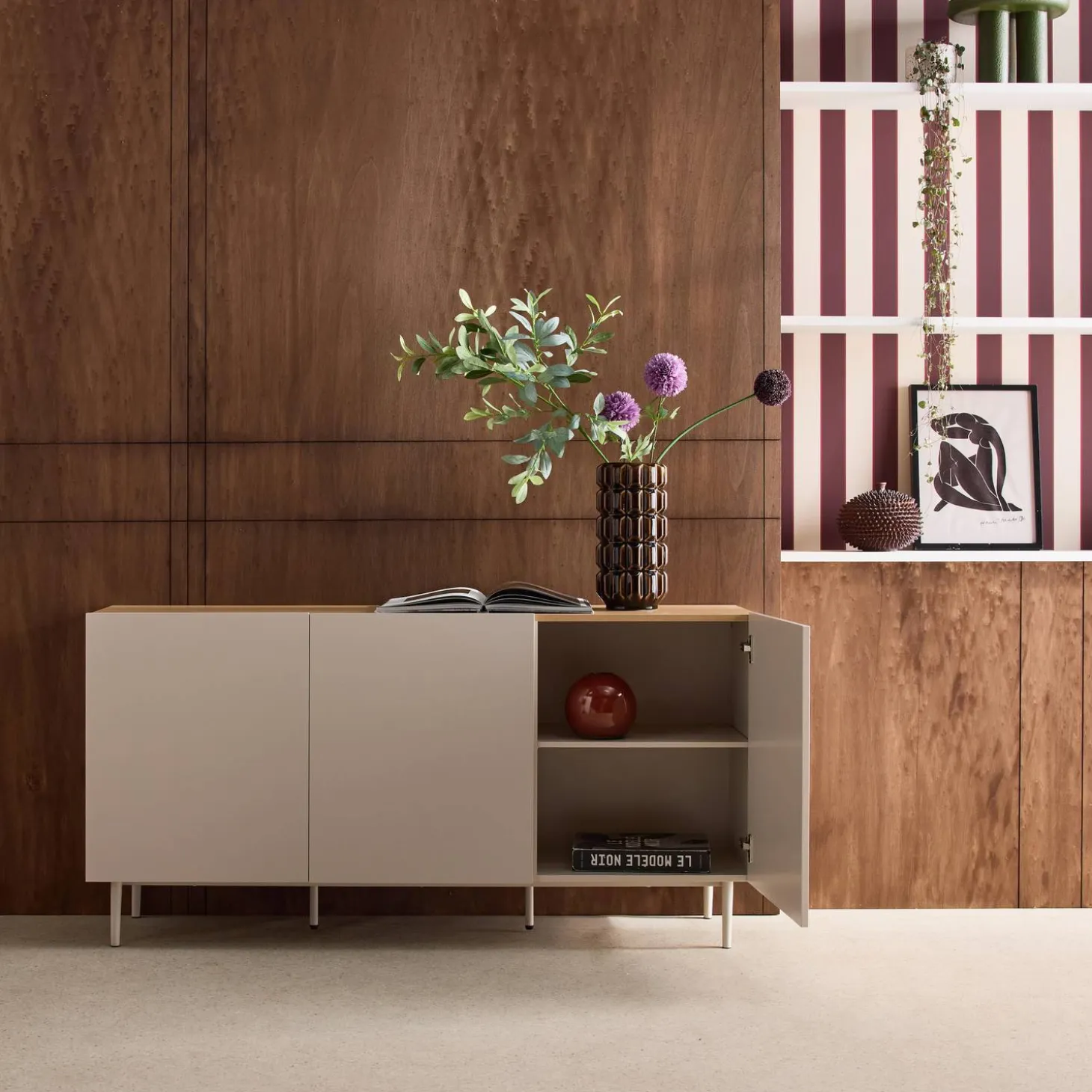 Sideboard metal and wood decor 3 doors 150 cm